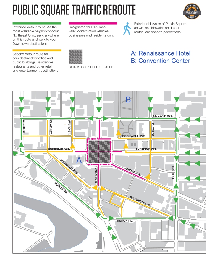 Public Square construction map (courtesy of DowntownCleveland.com)